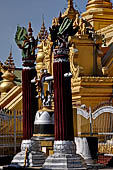 Myanmar - Mandalay, Kuthodaw Pagoda. 729 white pitaka pagodas contain the Tipitaka, the sacred texts of Theravada Buddhism. 